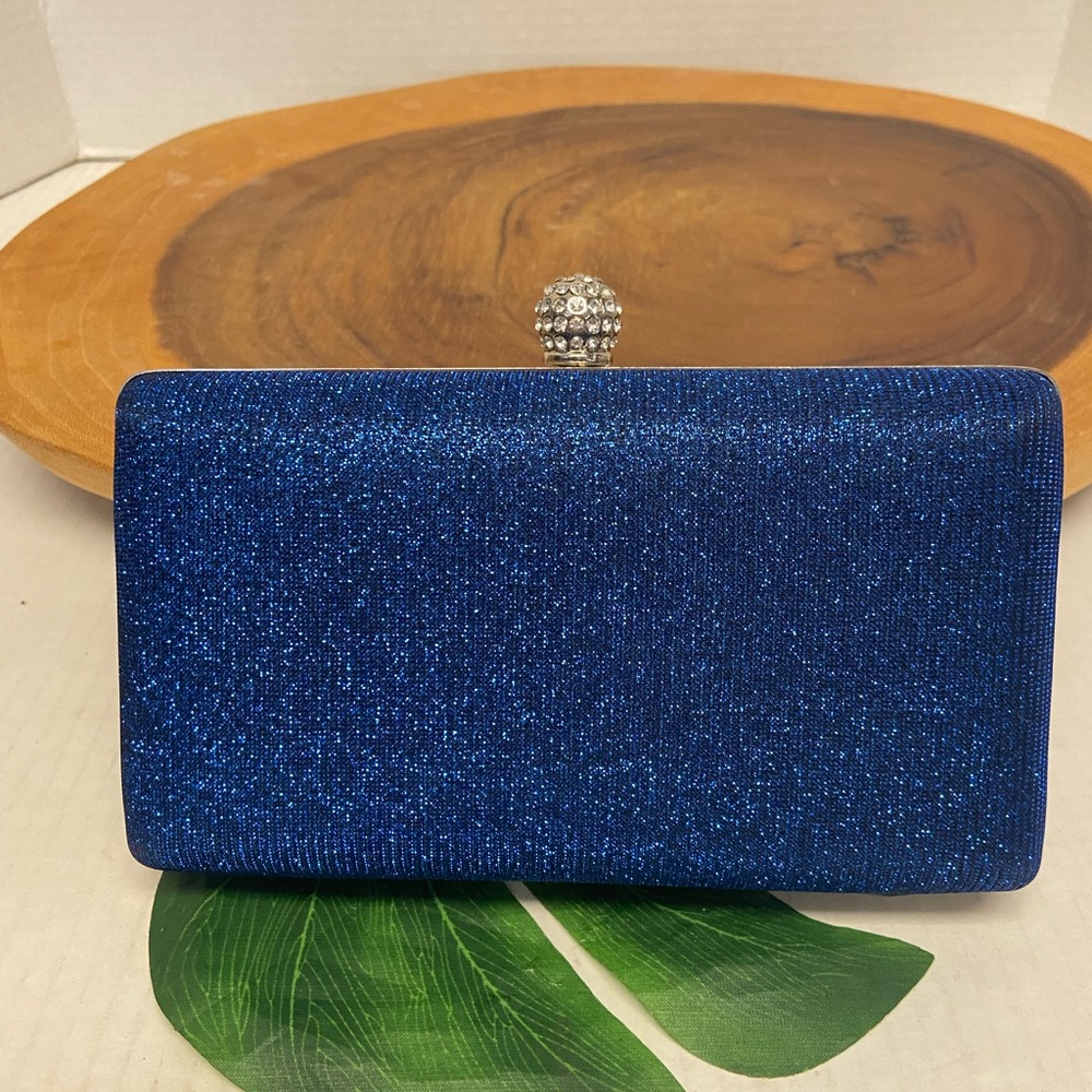 D’margeaux Blue Glitter Evening Bag Prom Wedding Quince Senior Ball NWT